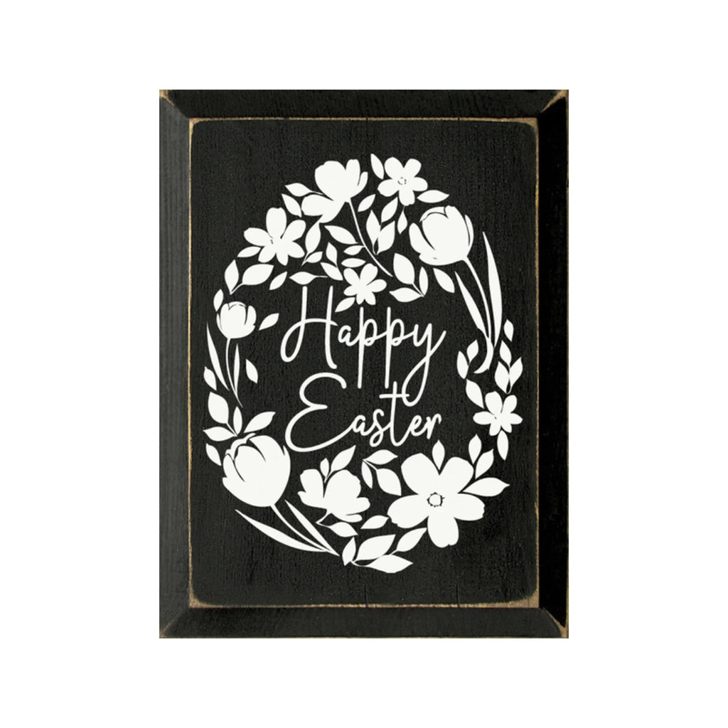 Floral Egg Happy Easter Wood Sign - 9"x12" - Festive Fit Home