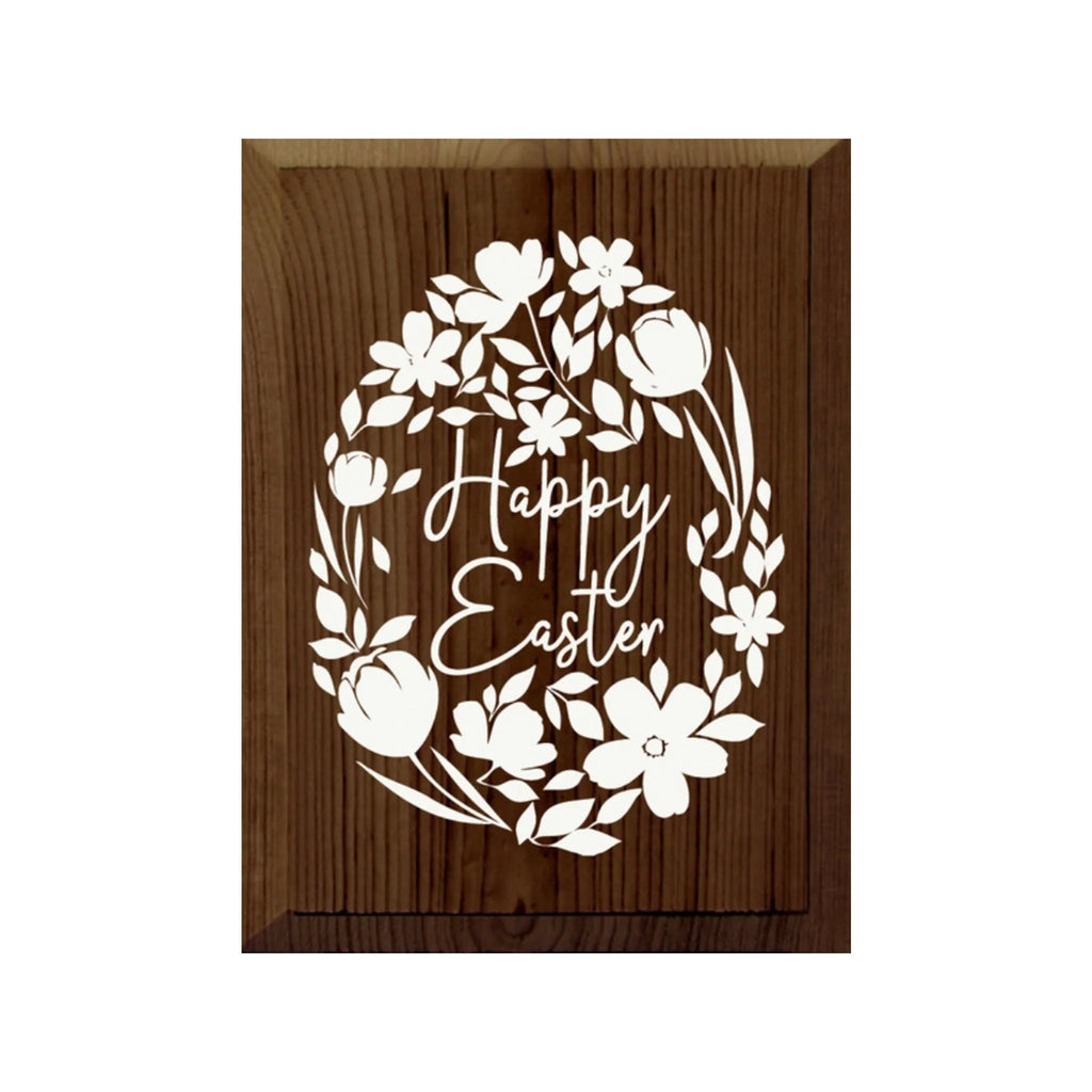 Floral Egg Happy Easter Wood Sign - 9"x12" - Festive Fit Home