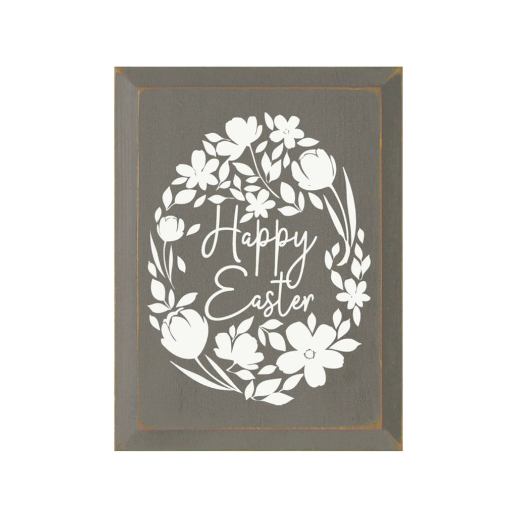 Floral Egg Happy Easter Wood Sign - 9"x12" - Festive Fit Home