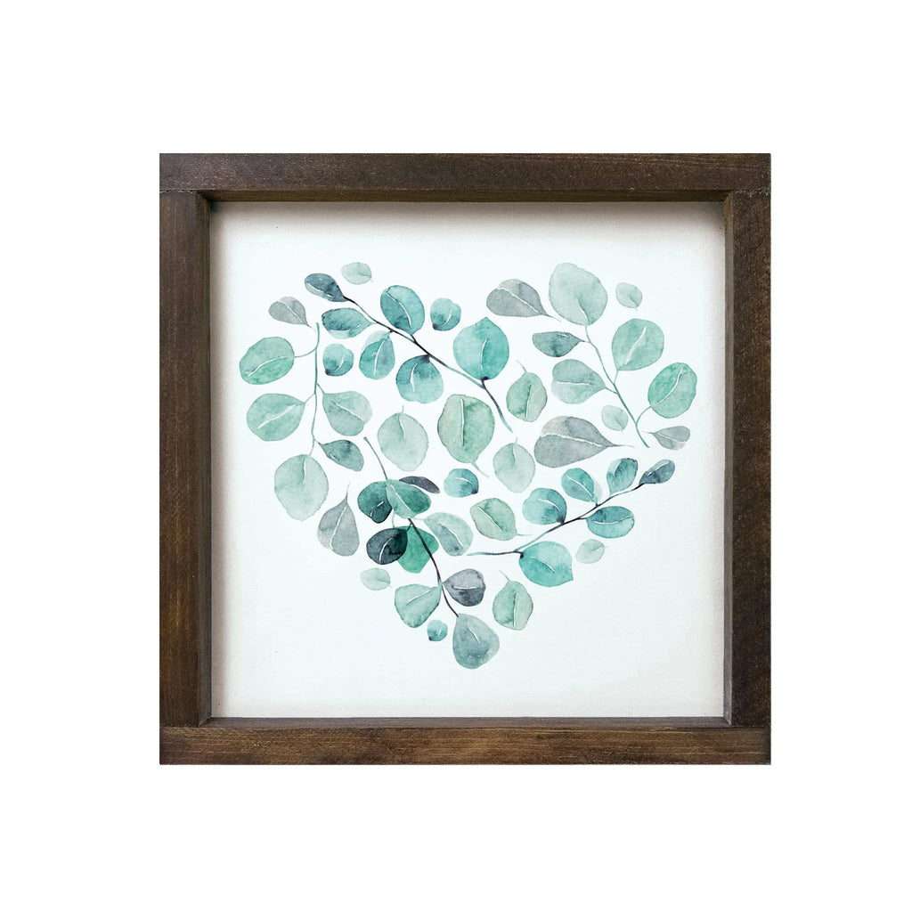 Floral Heart - Blue Petals Framed Wood Sign - 12"x12" - Festive Fit Home