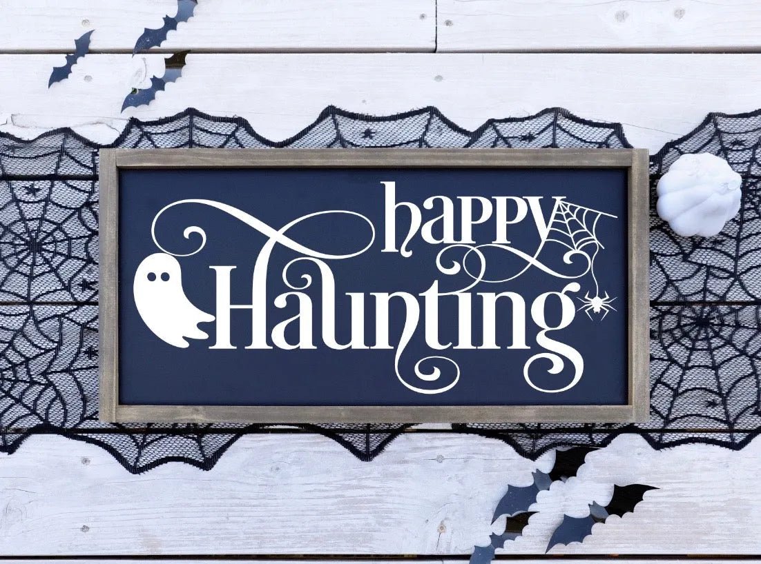 Ghostly Happy Haunting Large Halloween Wood Sign -12