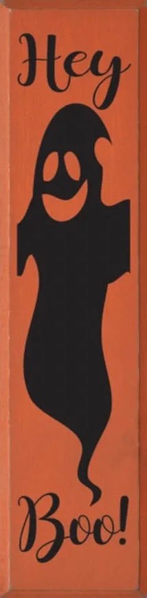 Halloween Ghost Door Sign "Hey Boo" - 9"x36" - Festive Fit Home