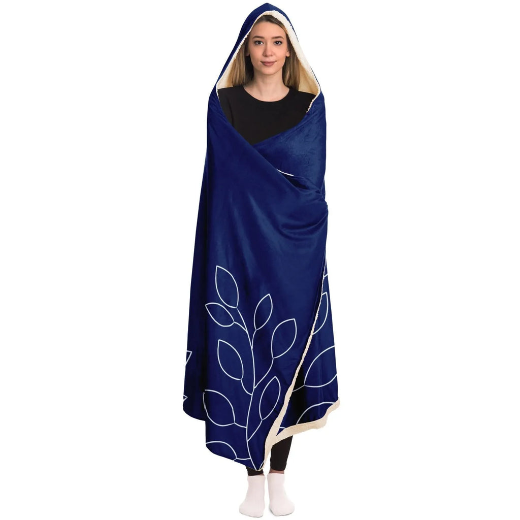 Delta Gamma Navy Hooded Blanket - Floral Brandmark | Gifts and Decor | Festive Fit Home