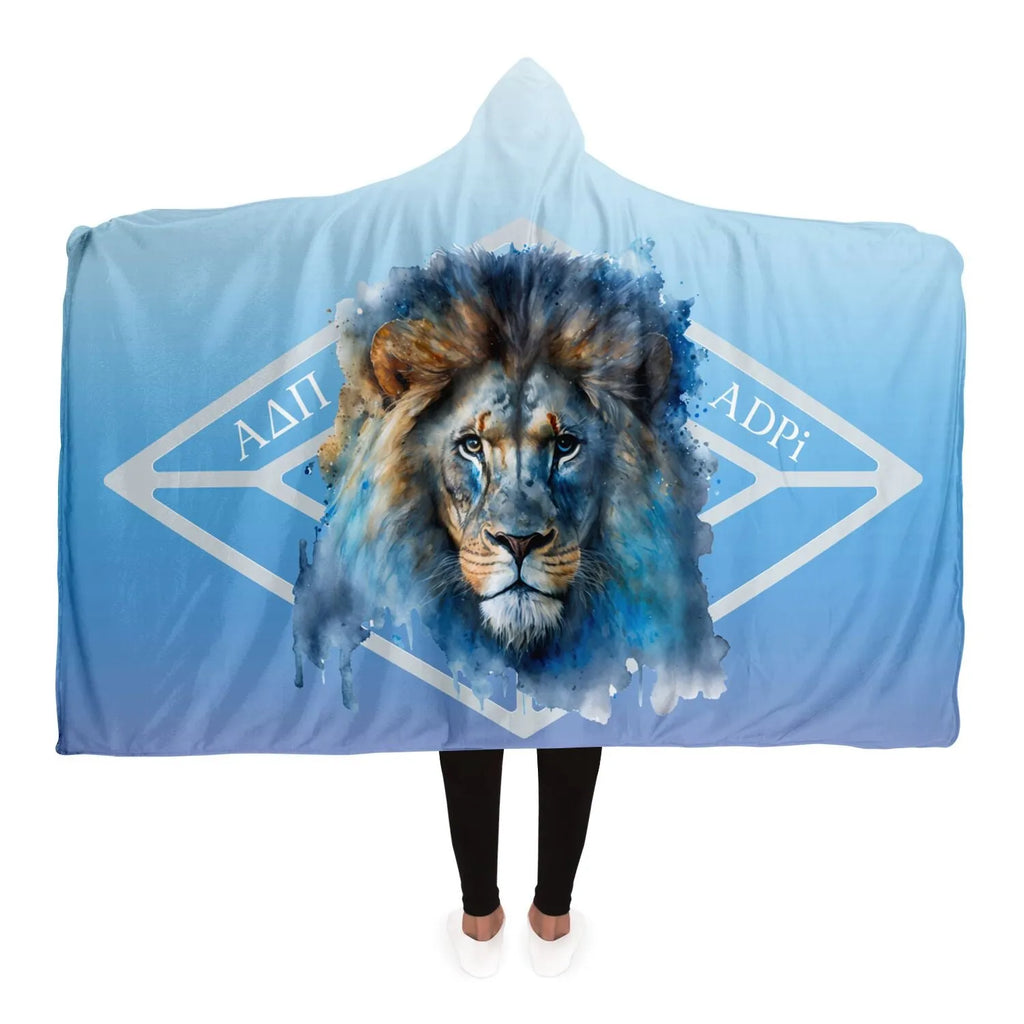 Alpha Delta Pi - Bold Lion Large Hooded Blanket | Custom ADPi Gifts 