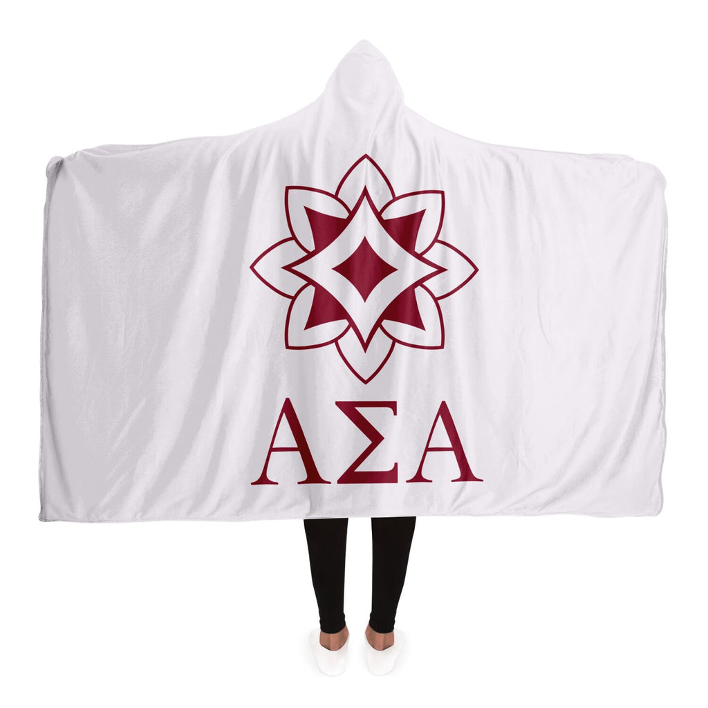 Alpha Sigma Alpha Pearl Large Hooded Blanket 60x80 | Custom Gifts | Festive Fit Home