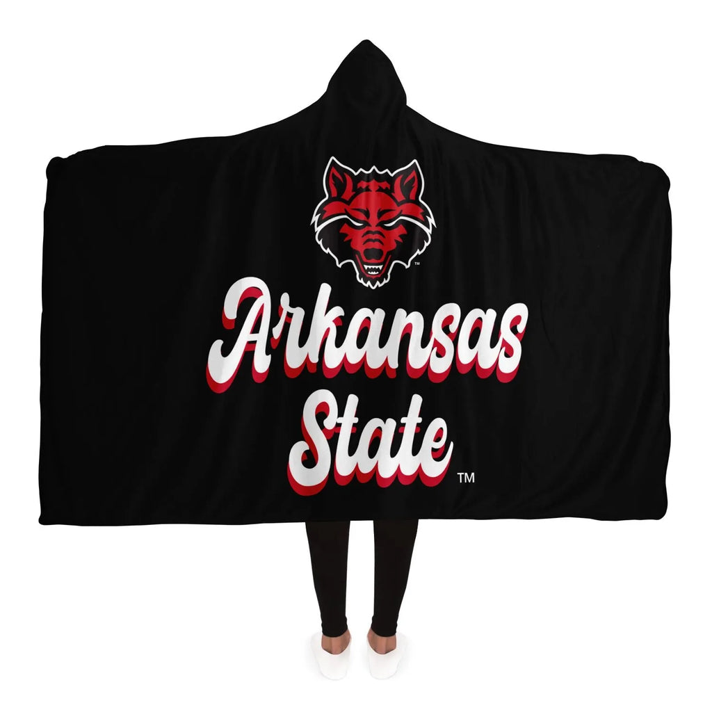 Arkansas State Large Hooded Blanket - Retro | Custom Gifts and Decor | Official Merchandise | Festive Fit Home