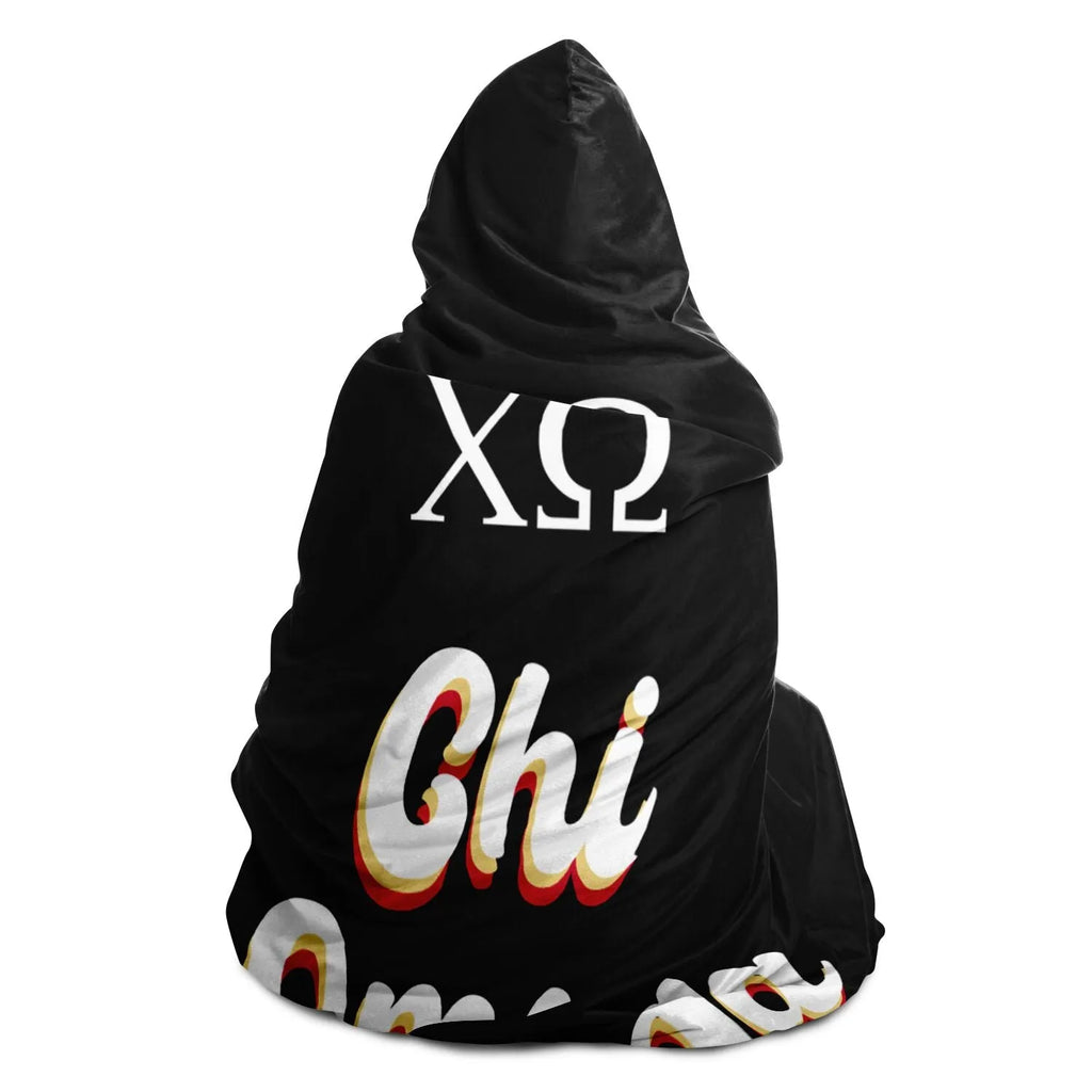 Chi Omega Retro Large Hooded Blanket 60"x80" | Official Gift Shop | Festive Fit Home