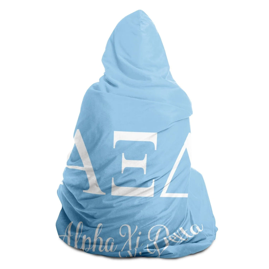 Alpha Xi Delta Griffin Blue Large Hooded Sherpa Blanket 60"x80" | Gifts | Official Merchandise | Festive Fit Home