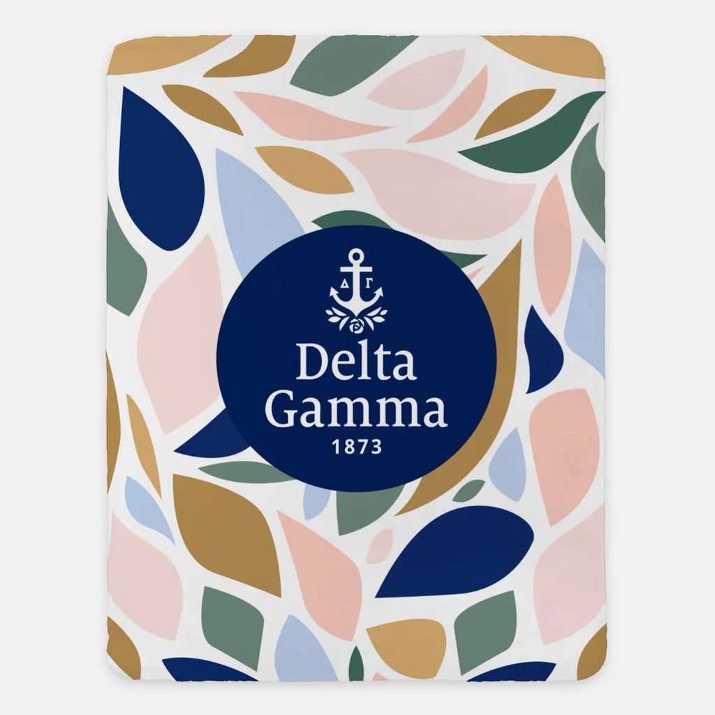 Delta Gamma Sherpa Blanket - Flat Leaves Pattern 60"x80" | Gifts and Merchandise | Festive Fit Home