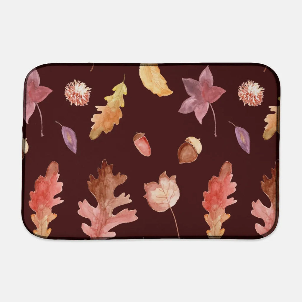 Burgundy Leaves Fall Dish Drying Mat | Fall Kitchen Decor | Dish Mat