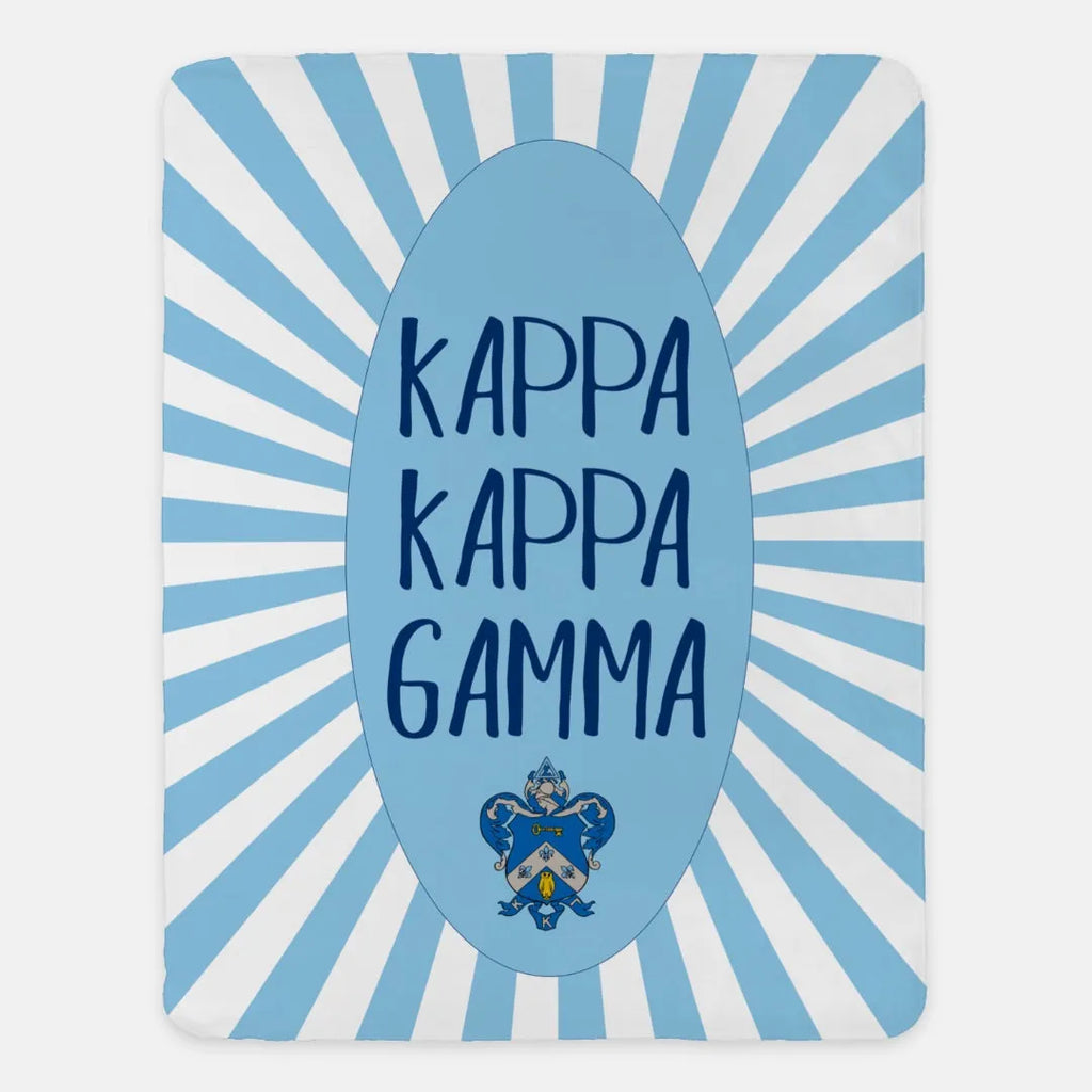 Kappa Kappa Gamma Blanket XL 60x80 Light Blue Starburst - Coat of Arms | KKG Gifts | Festive Fit Home