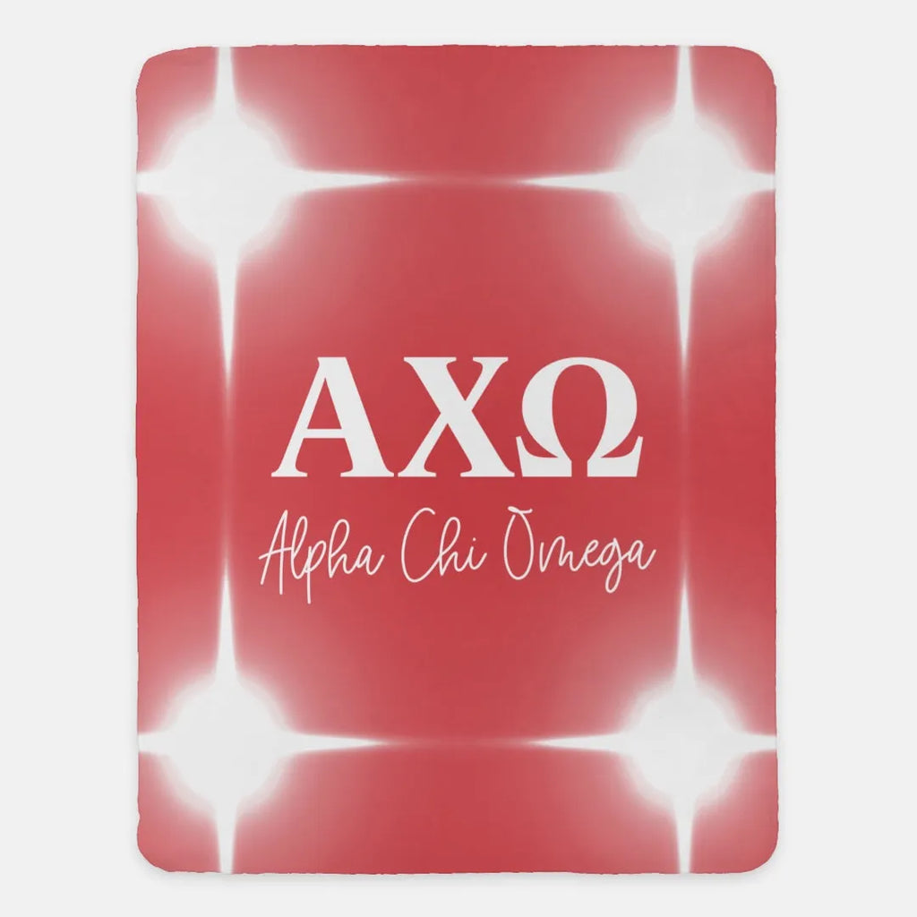 Alpha Chi Omega XL 60x80 Sherpa Blanket - Scarlet Flashing Lights | AXO