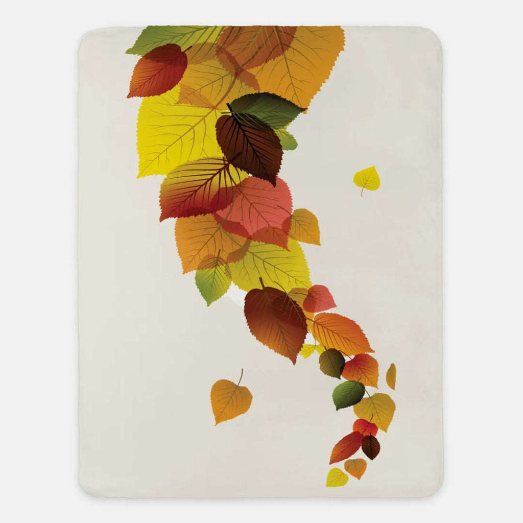 Fall Throw Sherpa Blanket - Modern Leaves - 60"x80" | Fall Home Decor