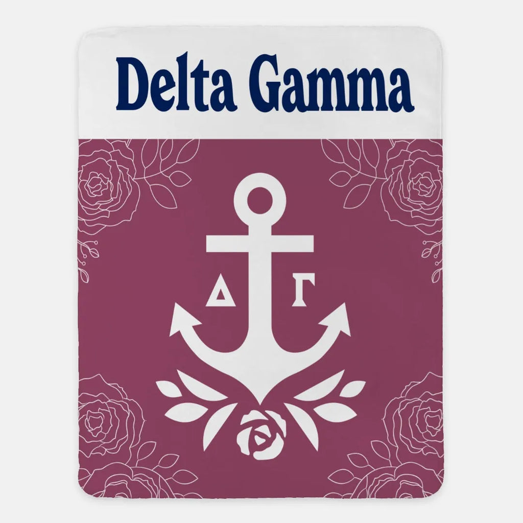 Delta Gamma Rose Sherpa Blanket - 60" x 80" | Gifts and Merchandise