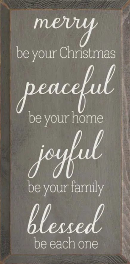 Merry, Peaceful, Joyful, Blessed Christmas Wood Sign - 9"x18" - Festive Fit Home