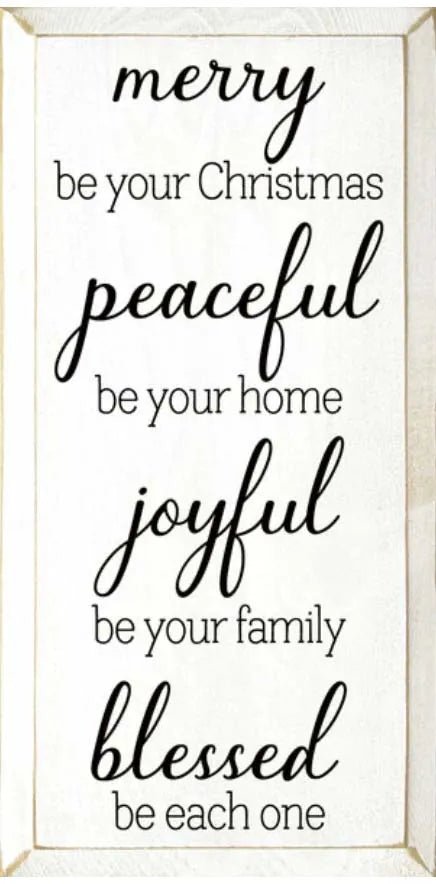 Merry, Peaceful, Joyful, Blessed Christmas Wood Sign - 9"x18" - Festive Fit Home