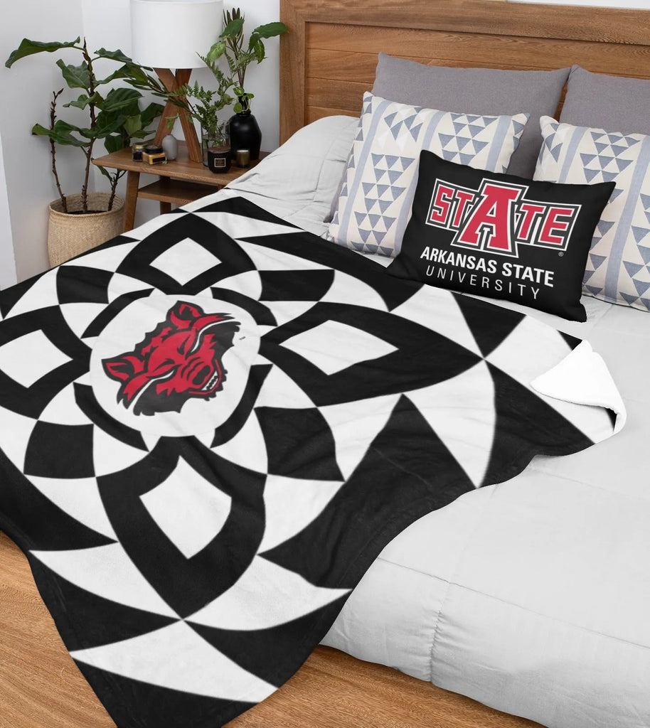 Arkansas State Sherpa Blanket - Black Tribal 60"x80" | Gifts and Decor | Spirit Shop and Merchandise | Festive Fit Home