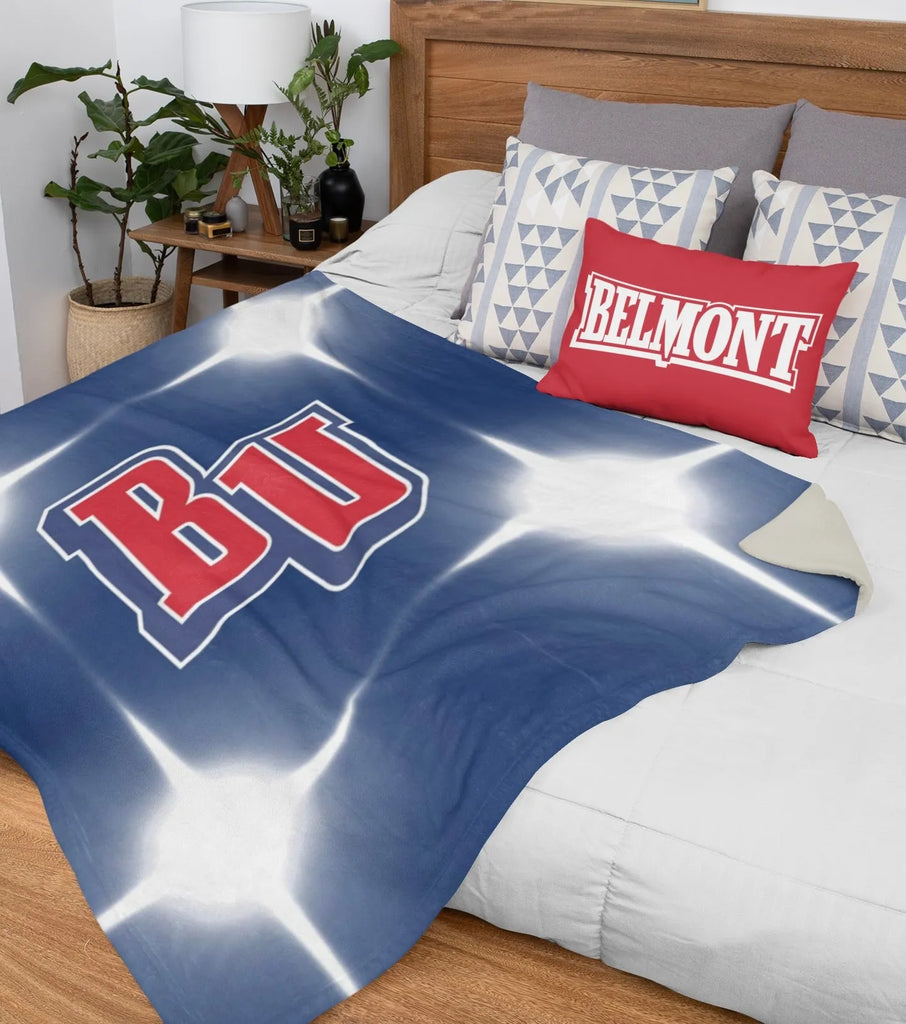 Belmont University BU Blue Sherpa Blanket 60"x80" | Official Gift Shop | Merchandise | Dorm Decor | Accessories