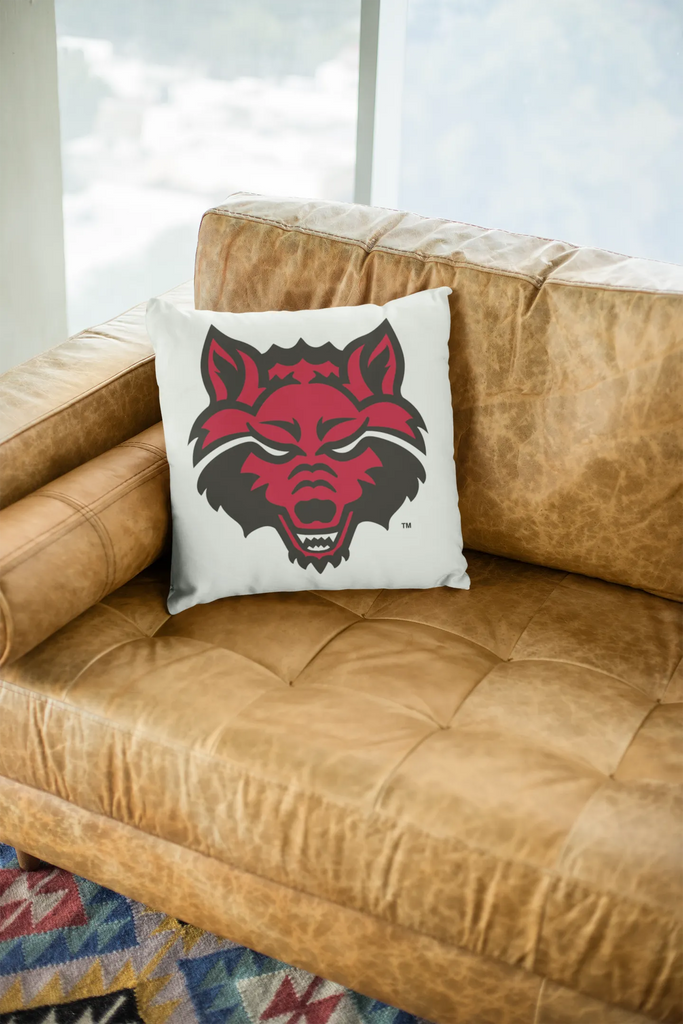 Arkansas State Wolf Head Pillow Cover 18" | Gift and Spirit Store | Merchandise | Festive Fit Home