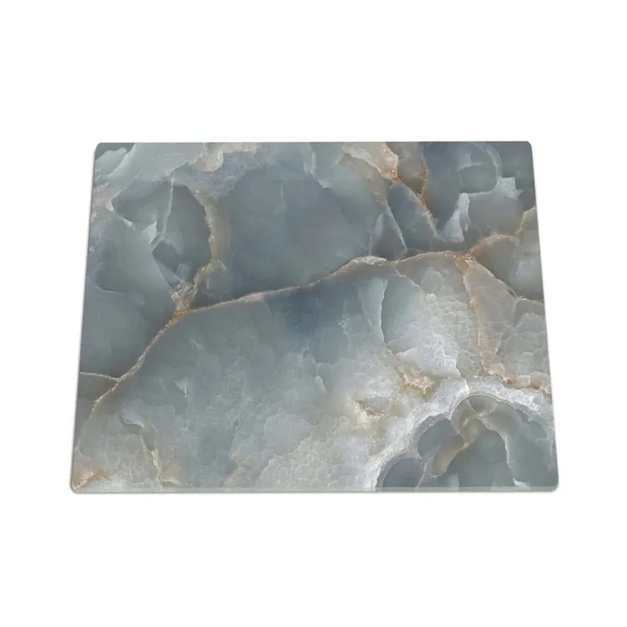 RV Small Stove Top Cover & Cutting Board - Blue Gray Marble Style - Festive Fit Home