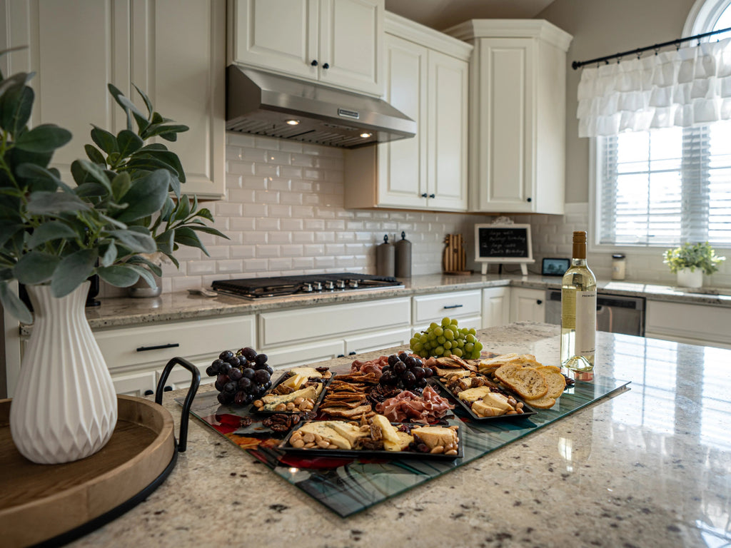 Stove Cover - Modern Green Leaves | Gas & Induction Cook Top Cover | Burner Cover - Festive Fit Home