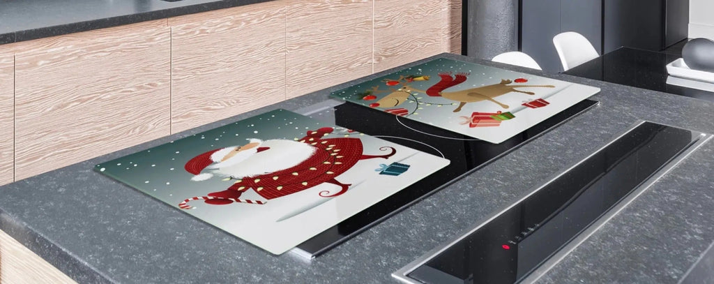 Stove Cover - Whimsical Santa and Rudolph | Gas and Electric Cook Top Cover | Charcuterie Board - Festive Fit Home