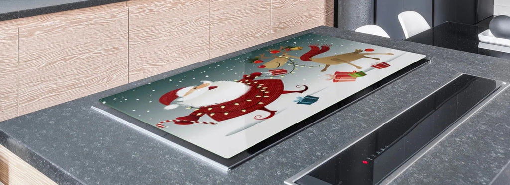 Stove Cover - Whimsical Santa and Rudolph | Gas and Electric Cook Top Cover | Charcuterie Board - Festive Fit Home