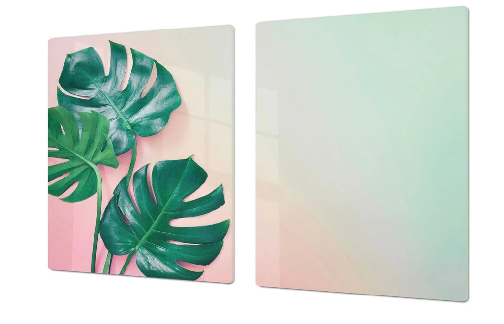 Stove Top Cover - Green Pink Palms | Gas & Electric Cook Top Cover | Noodle Board - Festive Fit Home