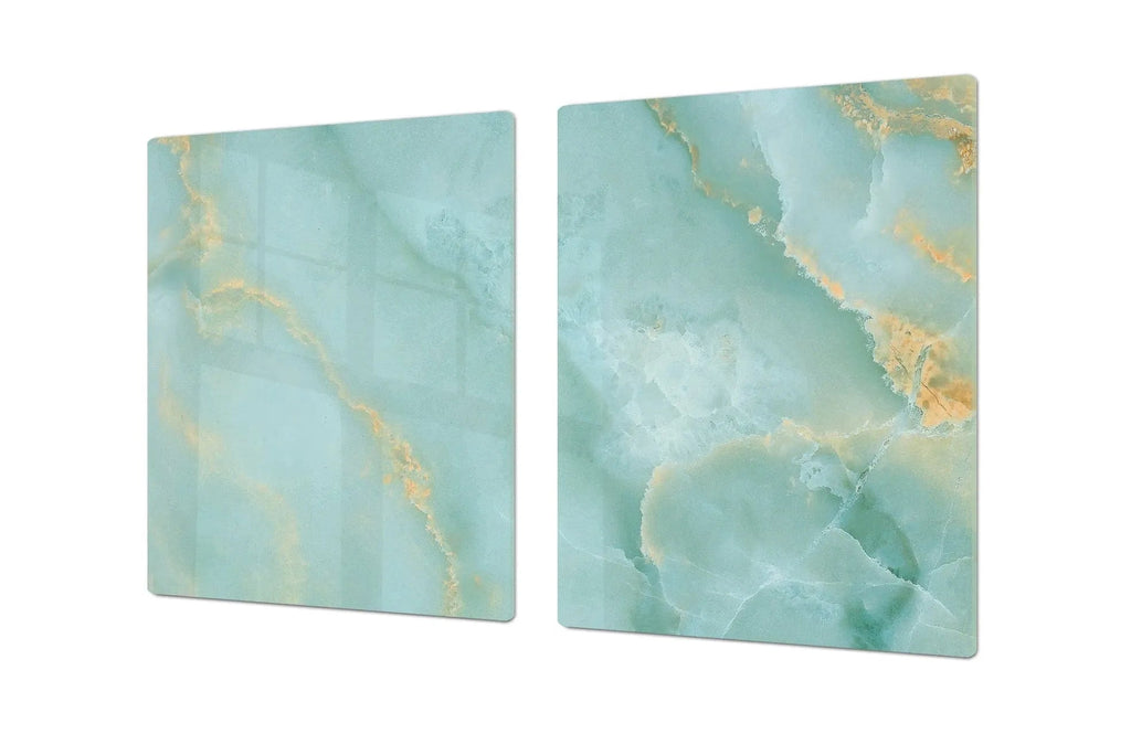 Stove Top Cover - Turquoise Marble Glass | Gas & Electric Cook Top Cover - Festive Fit Home