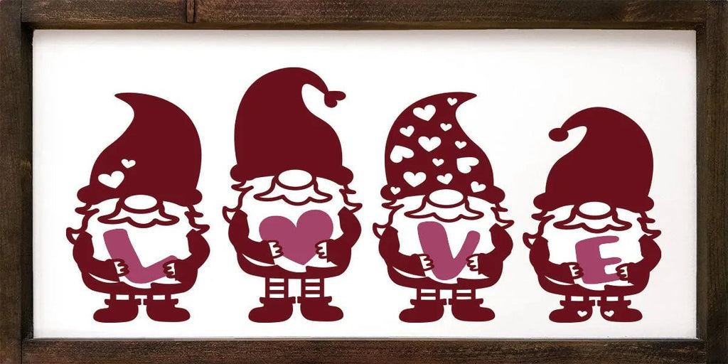 Valentine Gnome Large Framed Wood Sign - 12"x24" - Festive Fit Home