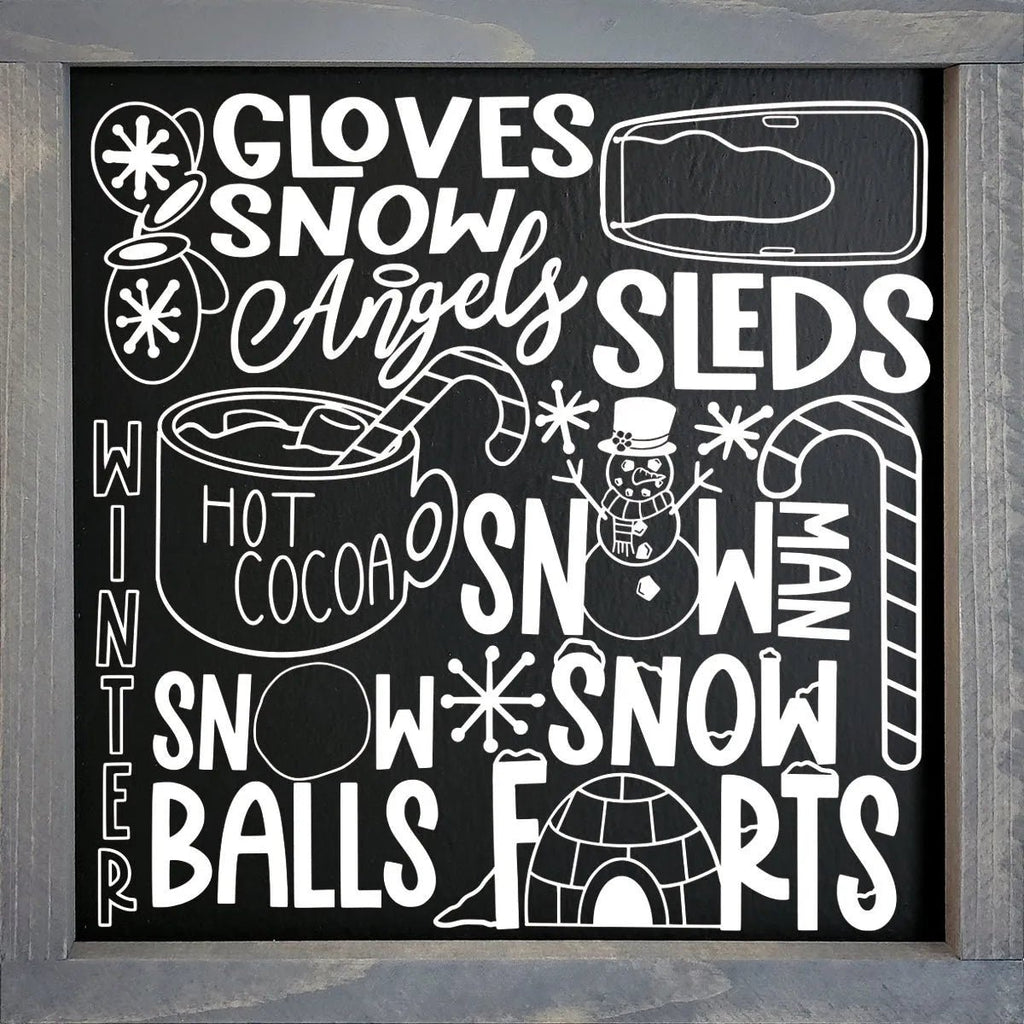 Winter Farmhouse Framed Wood Sign - Subway Style 12"x12" - Festive Fit Home