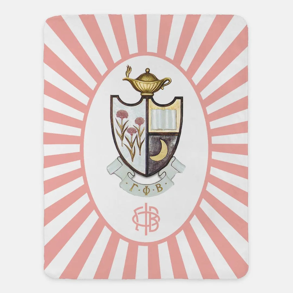 Gamma Phi Beta Blanket - Blush Starburst Crest - 60"x80" | Gifts | Merchandise and Decor | Festive Fit Home