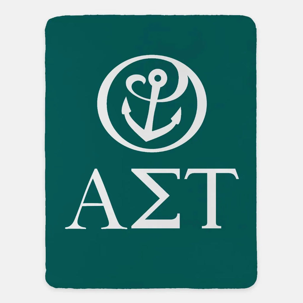 Alpha Sigma Tau Sherpa Blanket - Large Logo 60"x80" | Official Gifts | Custom Merchandise