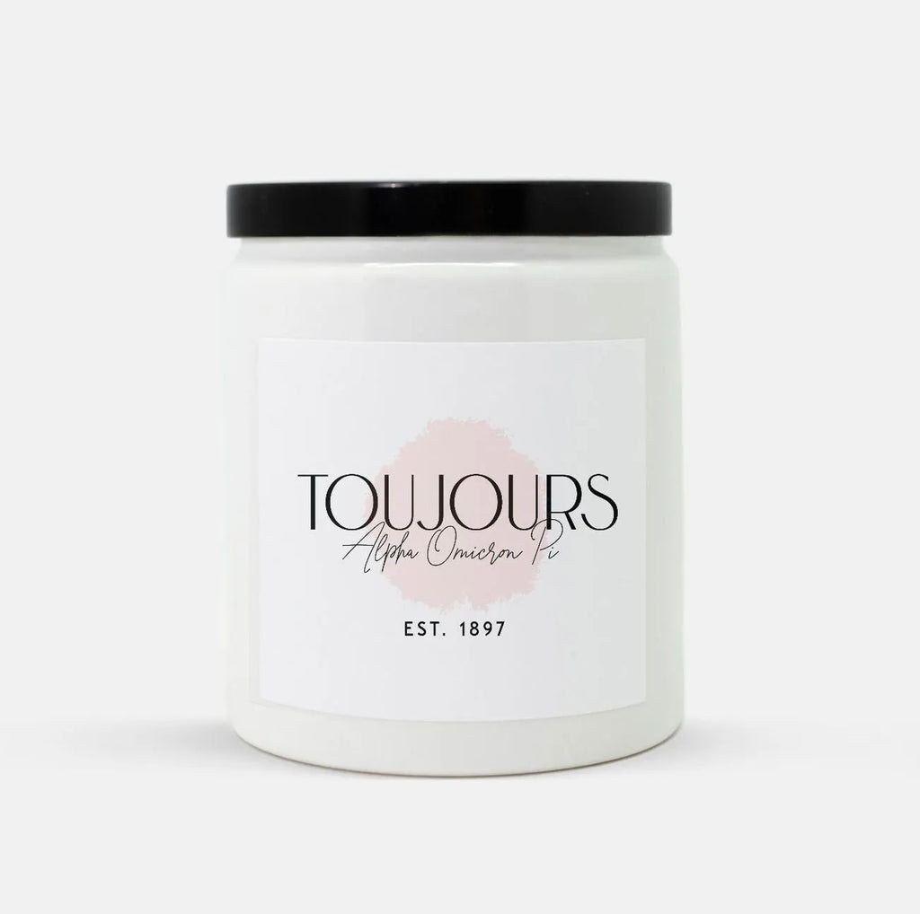 Forever "Toujours" Alpha Omicron Pi Candle 8oz. | Official Merchandise | Custom Gifts and Decor