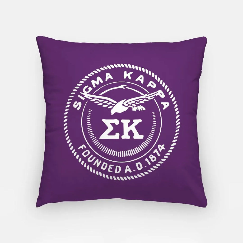 Sigma Kappa Pillow Cover - Purple Seal 18" | Custom Gifts and Decor | Official. merchandise | Festive Fit Home