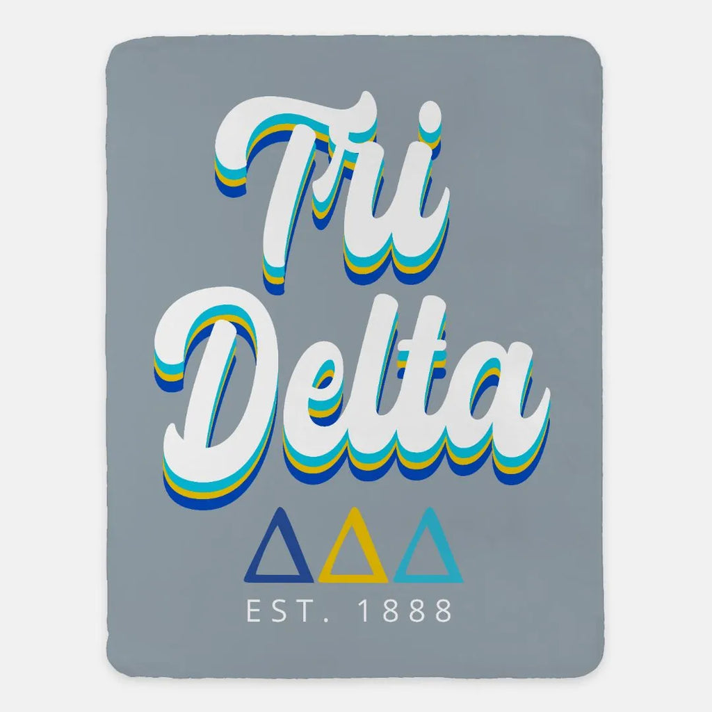 Tri Delta Sherpa Blanket - Retro - 60"x80" | Gifts and Merchandise | Festive Fit Home