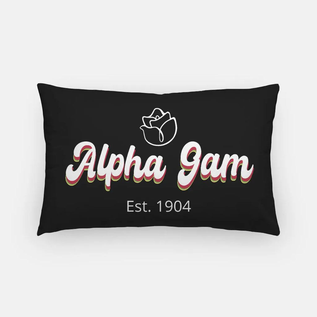 Alpha Gam Lumbar Pillow Cover - Retro | Official Gift Shop | Dorm Decor | Festive Fit Home