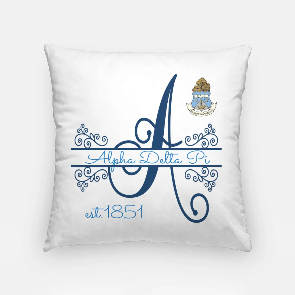 Alpha Delta Pi Monogram Throw Pillow Cover 18" | Gifts | Merchandise | Festive Fit Home