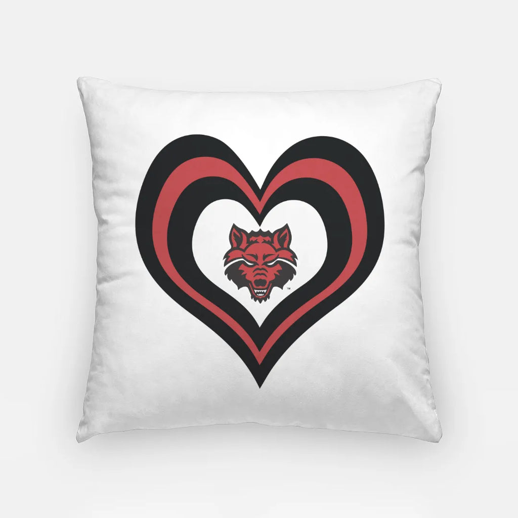 Arkansas State Layered Heart Throw Pillow Cover 18" | Gift Shop | Merchandise | Festive Fit Home