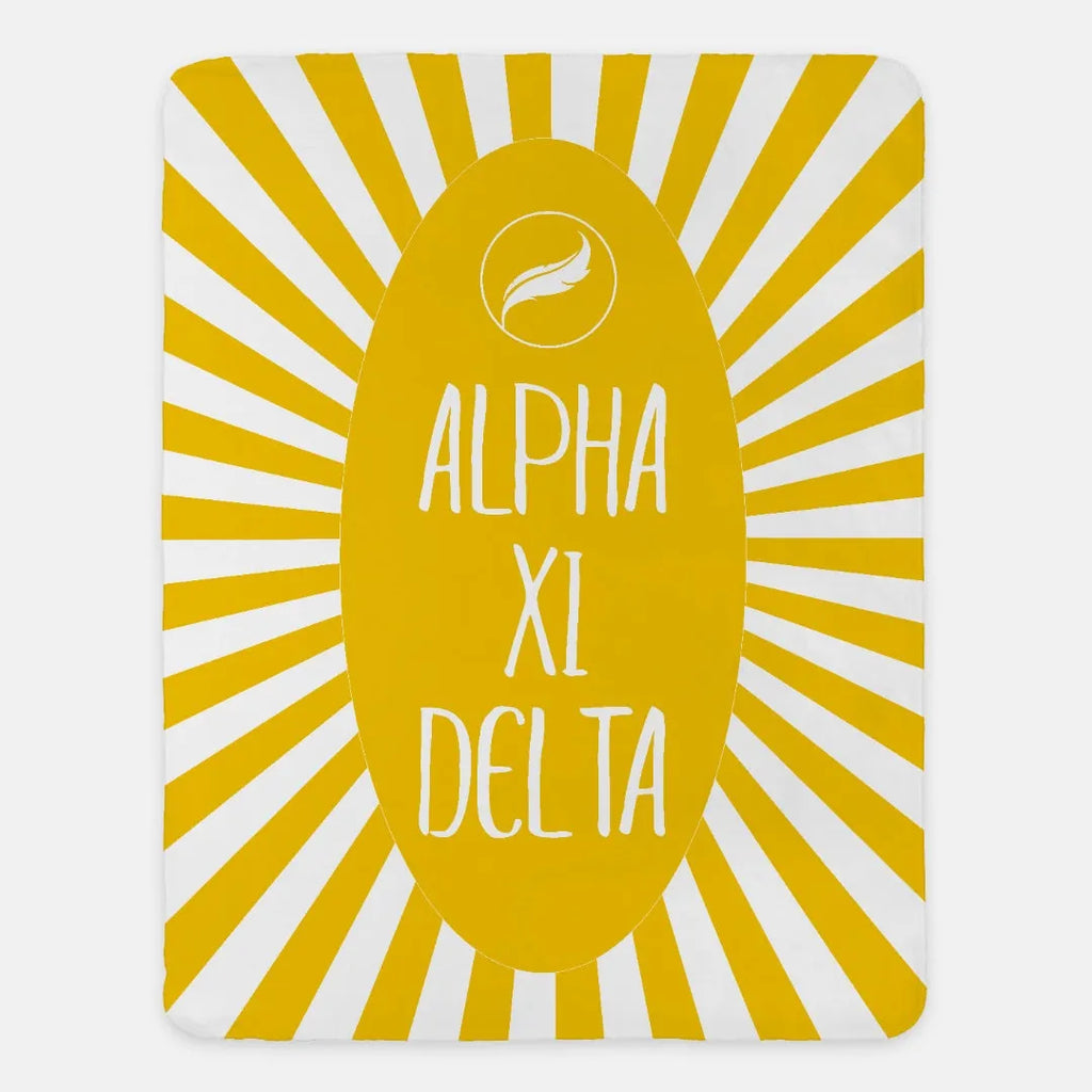 Alpha Xi Delta Sherpa Blanket XL 60x80 - Gold Starburst | AXiD Gifts