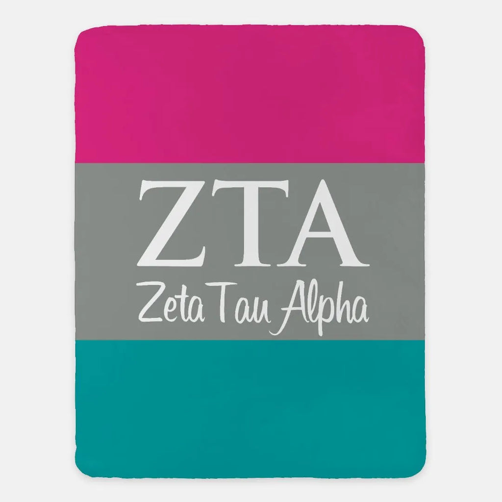 Zeta Tau Alpha XL 60x80 Sherpa Blanket Color Block | Custom ZTA Gifts