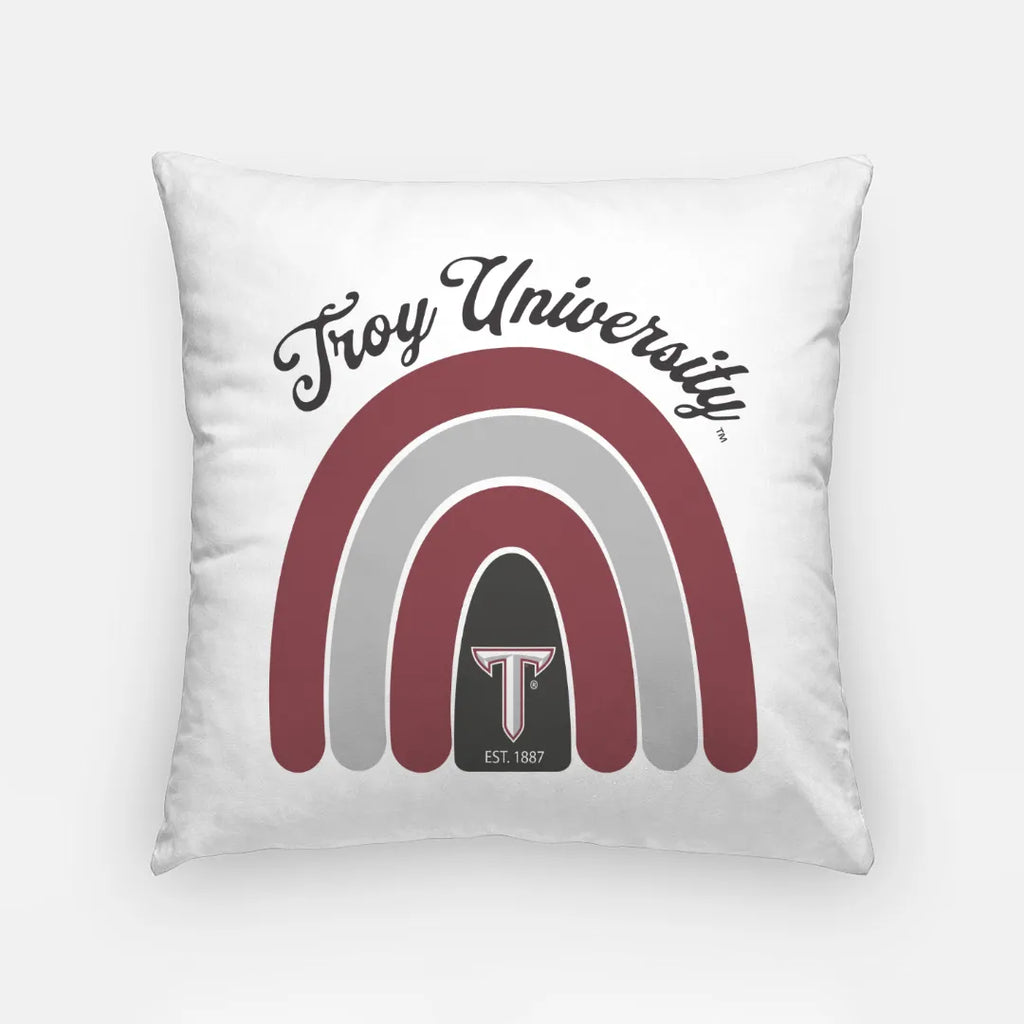 Troy University Rainbow Throw Pillow Cover - 18" | Custom Merchandise | Official Gift Shop | Festive Fit Home