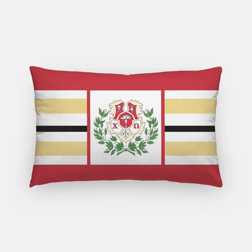 Chi Omega Lumbar Pillow Cover - Coat of Arms | Big and Little Gifts | Festive Fit Home