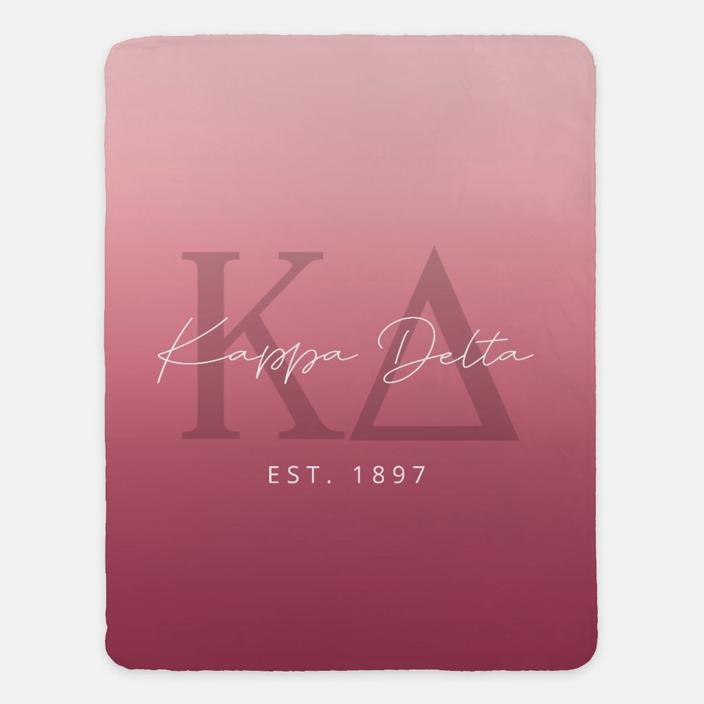 Kappa Delta Sherpa Blanket - Bold Burgundy Gradient - 60"x80" | Festive Fit Home