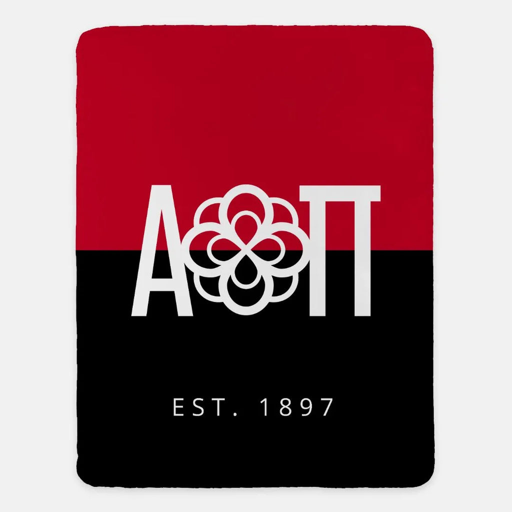 Alpha Omicron Pi Sherpa Blanket - Color Split 60"x80" | Gift Shop | Decor | Festive Fit Home