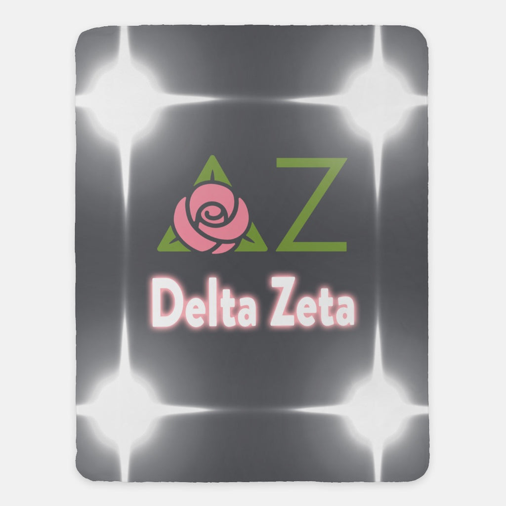 Delta Zeta Flashing Lights Sherpa Blanket - 60" x 80" | Gifts and Merchandise | Festive Fit Home