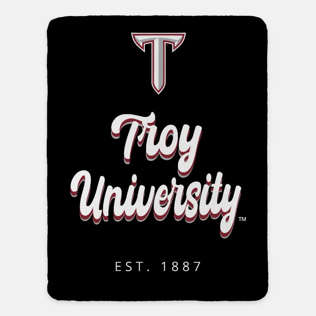 Troy University Sherpa Blanket - Retro - 60"x80" | Official Merchandise | Decor | Festive Fit Home