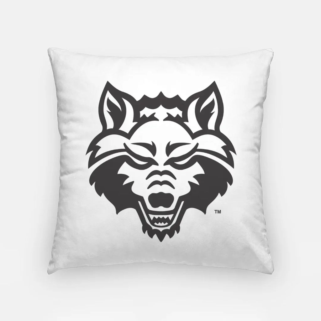 Arkansas State Black and White Wolf Head Pillow Cover 18" | Decor | Gift Shop | Spirit Shop | Festive Fit Home