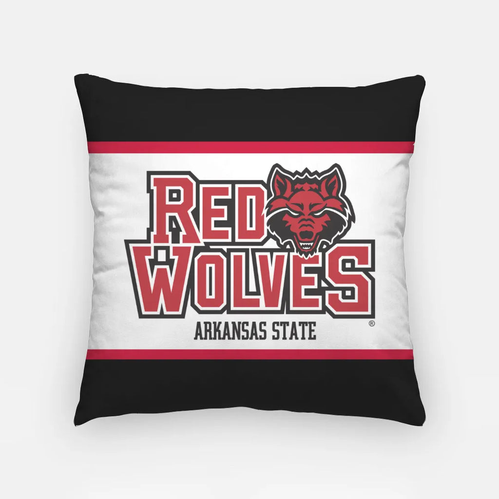 Arkansas State Red Wolves Striped Pillow Cover 18" | Gifts and Dorm Decor | Merchandise | Festive Fit Home