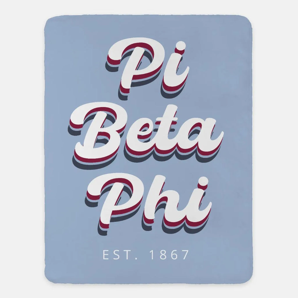 Pi Beta Phi Sherpa Blanket XL 60x80 Retro | Pi Phi Gifts Merch & Decor | Festive Fit Home